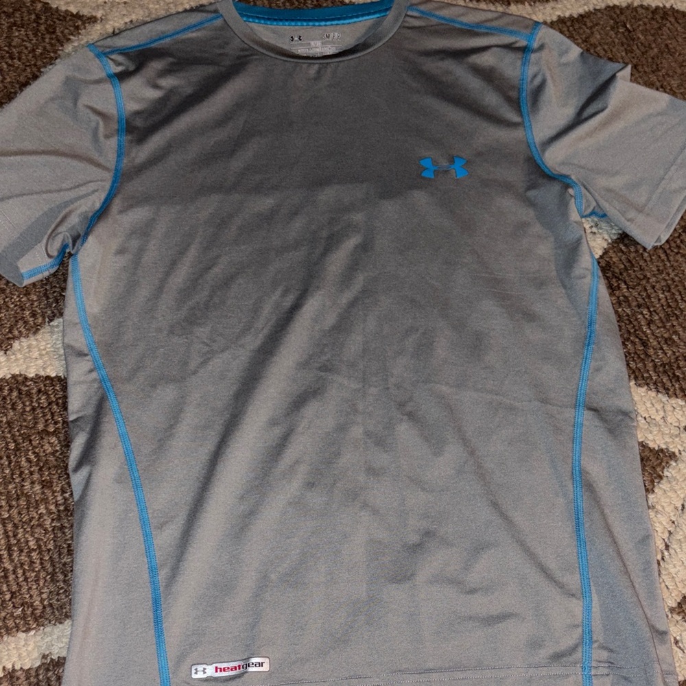 Under Armour Steel Gray T-Shirt with Blue Accents